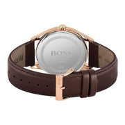 Hugo Boss Navigator Chronograph Grey Dial Brown Leather Strap Watch for Men - 1513496