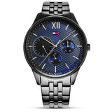 Tommy Hilfiger Damon Quartz Chronograph Blue Dial Black Steel Strap Watch for Men - 1791454