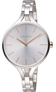 Calvin Klein Graphic Silver Dial Silver Steel Strap Watch for Women - K7E23B46