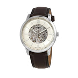 Fossil Neutra Automatic Skeleton White Dial Brown Leather Strap Watch for Men - ME3184