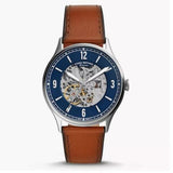 Fossil Forrester Luggage Automatic Skeleton Blue Dial Brown Leather Strap Watch for Men - ME3179