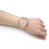 Michael Kors Ritz Analog Crystals Silver Dial Rose Gold Steel Strap Watch for Women - MK6863