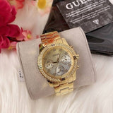 Guess Confetti Diamonds Silver Dial Gold Steel Strap Watch for Women - W0774L5