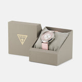 Guess Dahlia Analog Silver Dial Pink Leather Strap Watch for Women - GW0529L1