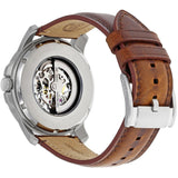 Fossil Grant Automatic Beige Skeleton Dial Brown Leather Strap Watch for Men - ME3099