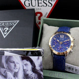 Guess Marina Chronograph Blue Dial Blue Denim Strap Watch For Women - W1057L1