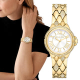 Michael Kors Camile Analog White Dial Gold Steel Strap Watch for Women - MK4801