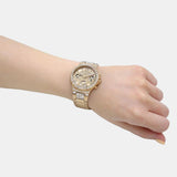 Guess Moonlight Multi Function Diamonds Gold Dial Gold Steel Strap Watch for Women - GW0320L2