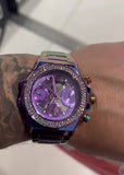 Guess Fusion Chronograph Purple Dial Purple Steel Strap Watch for Women - GW0552L4