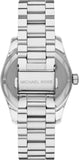 Michael Kors Lexington Lux Three Hand Mother of Pearl Silver Dial Silver Steel Strap Watch for Women - MK7445