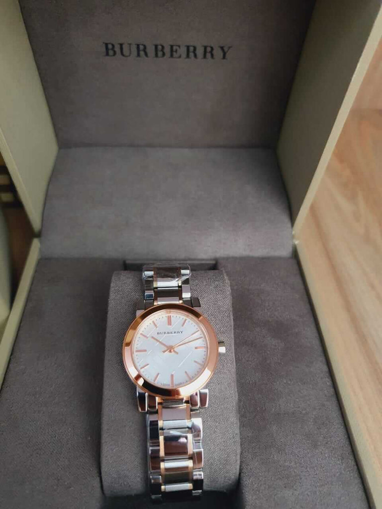 Burberry The City Silver Dial Two Tone Steel Strap Watch for Women