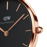 Daniel Wellington Classic Petite Bondi Black Dial White Leather Strap Watch For Women - DW00100283