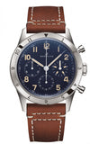 Breitling Avi 1953 Edition Platinum Chronograph Blue Dial Brown Leather Strap Watch for Men - LB0920131C1X1