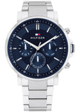 Tommy Hilfiger Tyson Chronograph Blue Dial Silver Steel Strap Watch For Men - 1710588