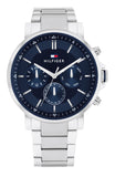 Tommy Hilfiger Tyson Chronograph Blue Dial Silver Steel Strap Watch For Men - 1710588