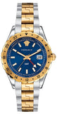 Versace Hellenyium GMT Blue Dial Two Tone Steel Strap Watch for Men - V11060017
