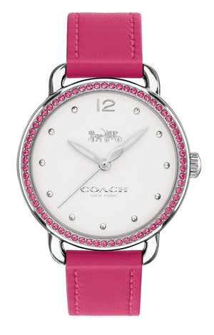 Coach Delancey White Dial Red Leather Strap Watch for Women - 14502879