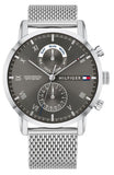 Tommy Hilfiger Kane Black Dial Silver Mesh Bracelet Watch for Men - 1710402