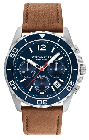 Coach Kent Blue Dial Brown Leather Strap Watch for Men - 14602560