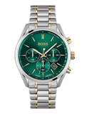 Hugo Boss Champion 计时码表 绿色表盘 双色钢表带 男士手表 - 1513878
