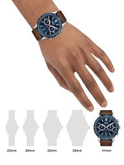 Hugo Boss Allure Chronograph Blue Dial Brown Leather Strap Watch for Men - 1513921