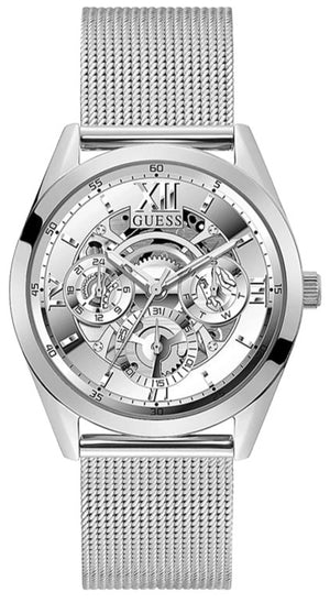 Guess Tailor Multifunction Silver Dial Silver Mesh Bracelet Watch for Men - GW0368G1