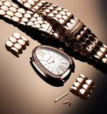 Bvlgari Serpenti Seduttori Diamonds Silver Dial Rose Gold Steel Strap Watch for Women - SERPENTI103146