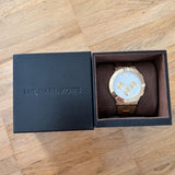 Michael Kors Wyatt Chronograph White Dial Gold Steel Strap Watch For Women - MK5933