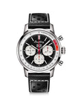 Breitling Top Time B01 Deus Black Dial Black Leather Strap Watch for Men - AB01765A1B1X1