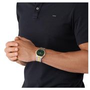 Michael Kors Slim Runway Quartz Green Dial Two Tone Steel Strap Watch for Women - MK9149