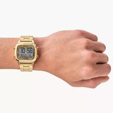 Fossil Retro Digital Gold Dial Gold Steel Strap Watch for Men - FS5843