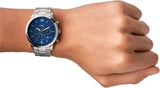 Fossil Neutra Chronograph Blue Dial Silver Steel Strap Watch for Men - FS5792