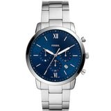 Fossil Neutra Chronograph Blue Dial Silver Steel Strap Watch for Men - FS5792