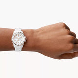 Fossil FB-01 Analog White Dial White Ceramic Strap Watch for Women - CE1107