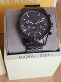 Michael Kors Lexington Chronograph Black Dial Black Steel Strap Watch for Men - MK8320