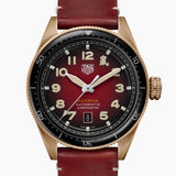 Tag Heuer Autavia Calibre 5 Chinese New Year Maroon panggil Maroon Leather Strap Watch untuk Pria - WBE5193.FC8300