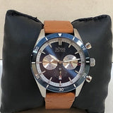Hugo Boss Santiago Chronograph Blue Dial Brown Leather Strap Watch for Men - 1513860