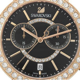 Swarovski Citra Sphere Chronograph Black Dial Black Leather Strap Watch for Women - 5055209