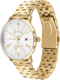 Tommy Hilfiger Jenna Quartz White Dial Gold Steel Strap Watch for Women - 1782069