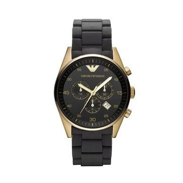 Emporio Armani Sportivo Quartz Black Dial Black Steel Strap Watch