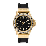 Michael Kors Everest Three-Hand Crystals Black Dial Black Rubber Strap Watch for Women - MK7440