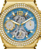 Guess Fusion Chronograph Blue Dial Blue Leather Strap Watch For Women - GW0553L3