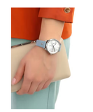 Tommy Hilfiger Brooke Silver Dial Light Blue Leather Strap Watch for Women - 1782023