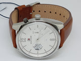 Tommy Hilfiger Deacon White Dial Brown Leather Strap Watch for Men - 1791550