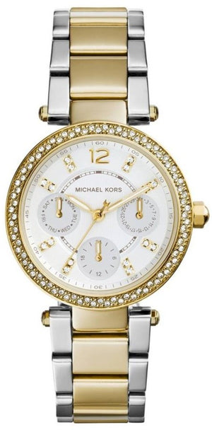 Michael Kors Parker White Dial Two Tone Steel Strap Watch for Women - MK6055