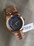 Michael Kors Runway Stop Hunger Quartz Blue Dial Rose Gold Steel Strap Watch For Men - MK8358