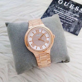Guess Madison Diamonds White Dial Rose Gold Steel Strap Watch for Women - W0637L3