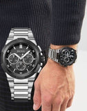 Hugo Boss Supernova Chronograph Black Dial Silver Steel Strap Watch for Men - 1513359