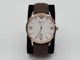 Emporio Armani Giovanni Quartz White Dial Brown Leather Strap Watch For Men - AR11211