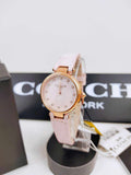 Coach Perry Diamonds Mother of Pearl Dial Pink Leather Strap Watch for Women - 14503190